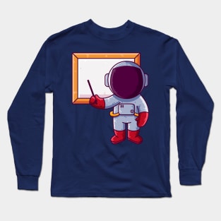 Cute Astronaut Presentation Cartoon Long Sleeve T-Shirt